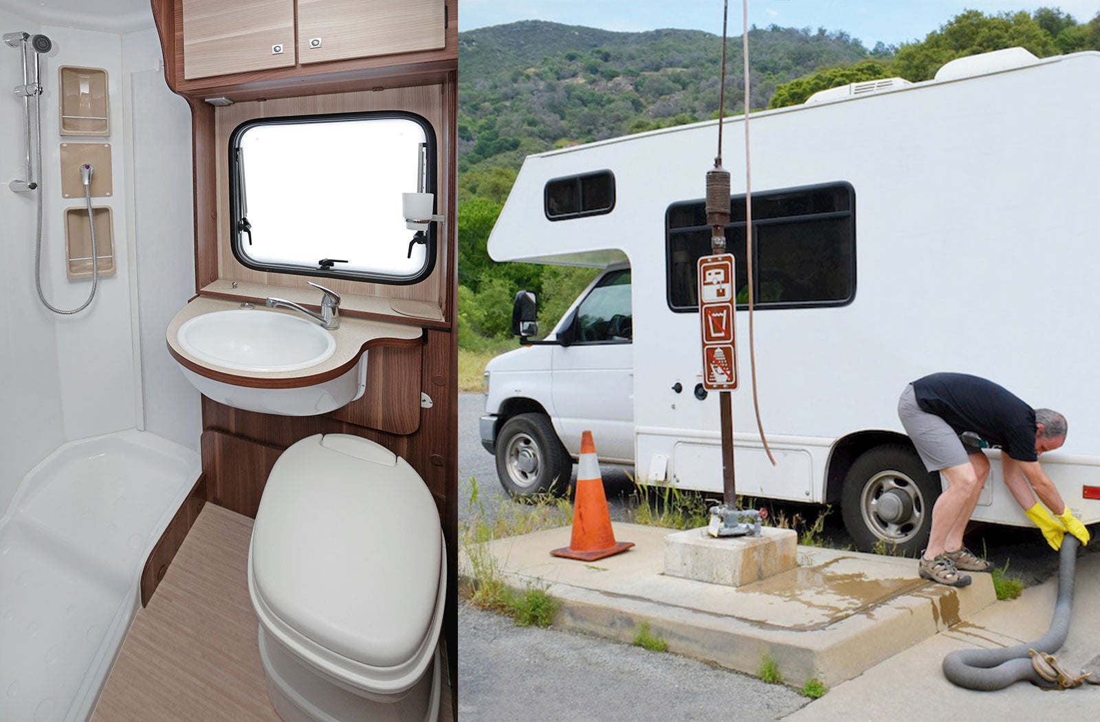Portable RV/camper toilet and holding tank setup in Conway, South Carolina