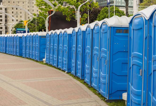 Seasonal porta potty units set up at a Conway, South Carolina venue